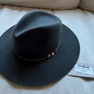 VAN PALMA Angele Merino Wool Fedora Embellished Chain Charcoal - Size 56